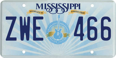 MS license plate ZWE466
