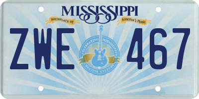 MS license plate ZWE467