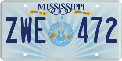 MS license plate ZWE472