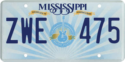 MS license plate ZWE475