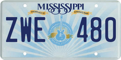 MS license plate ZWE480