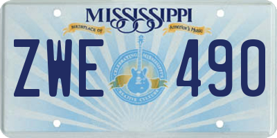 MS license plate ZWE490