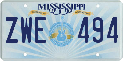 MS license plate ZWE494