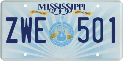 MS license plate ZWE501