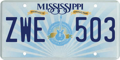 MS license plate ZWE503