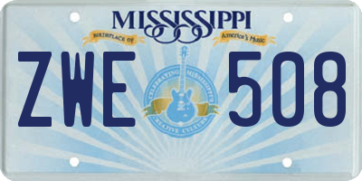 MS license plate ZWE508