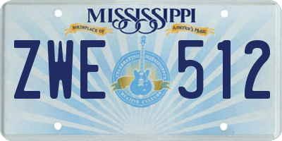 MS license plate ZWE512