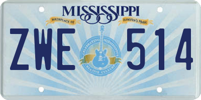 MS license plate ZWE514