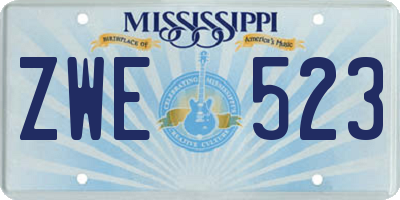 MS license plate ZWE523