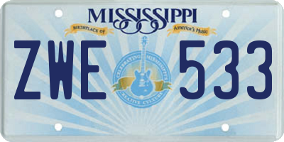 MS license plate ZWE533