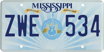 MS license plate ZWE534