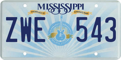 MS license plate ZWE543