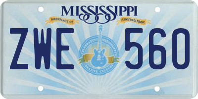 MS license plate ZWE560
