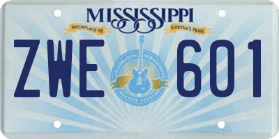 MS license plate ZWE601