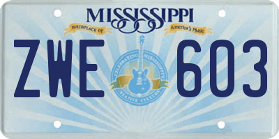 MS license plate ZWE603