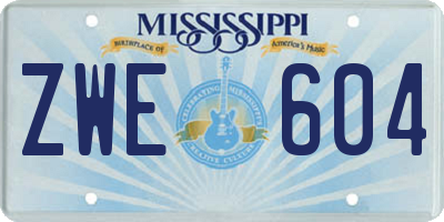 MS license plate ZWE604
