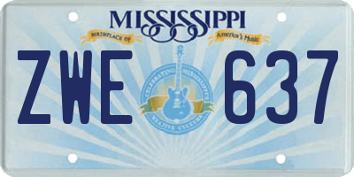 MS license plate ZWE637
