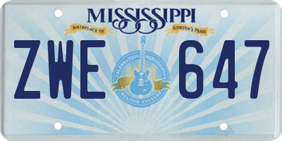 MS license plate ZWE647