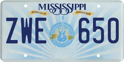 MS license plate ZWE650
