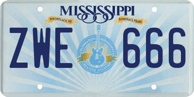 MS license plate ZWE666