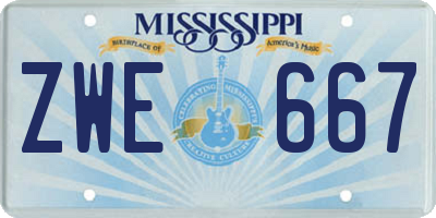 MS license plate ZWE667