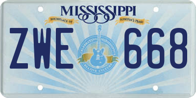 MS license plate ZWE668