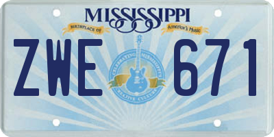 MS license plate ZWE671