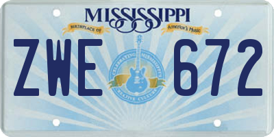 MS license plate ZWE672