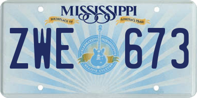 MS license plate ZWE673