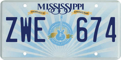 MS license plate ZWE674
