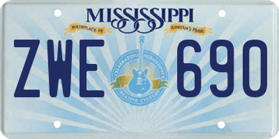 MS license plate ZWE690