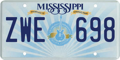 MS license plate ZWE698