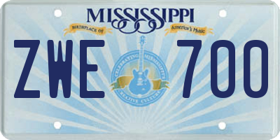 MS license plate ZWE700