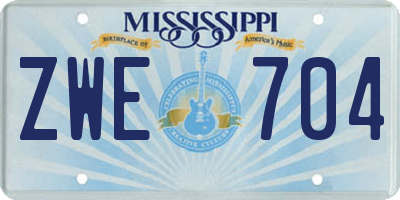 MS license plate ZWE704