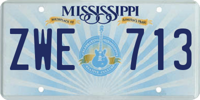 MS license plate ZWE713