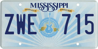 MS license plate ZWE715