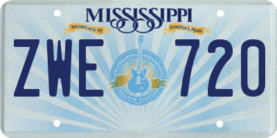 MS license plate ZWE720