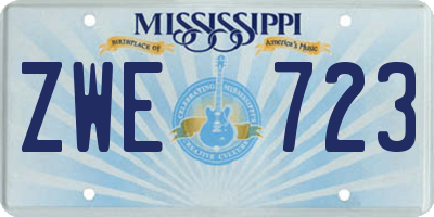 MS license plate ZWE723