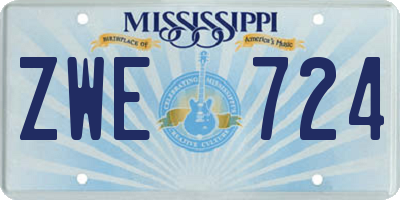 MS license plate ZWE724