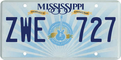 MS license plate ZWE727