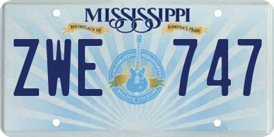 MS license plate ZWE747