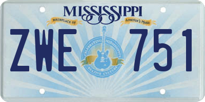MS license plate ZWE751