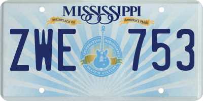 MS license plate ZWE753