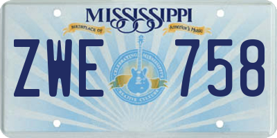 MS license plate ZWE758
