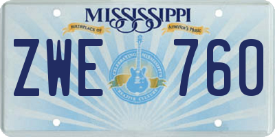 MS license plate ZWE760