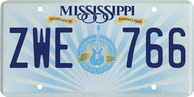 MS license plate ZWE766