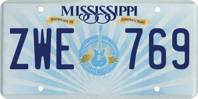 MS license plate ZWE769