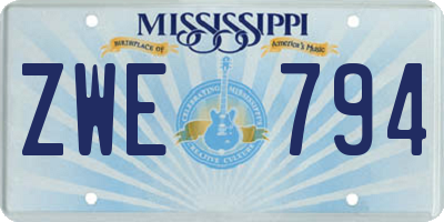 MS license plate ZWE794