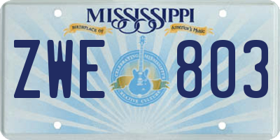 MS license plate ZWE803