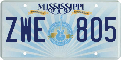 MS license plate ZWE805